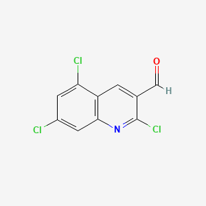 molecular formula C10H4Cl3NO B15350323 2,5,7-Trichloro-quinoline-3-carbaldehyde 