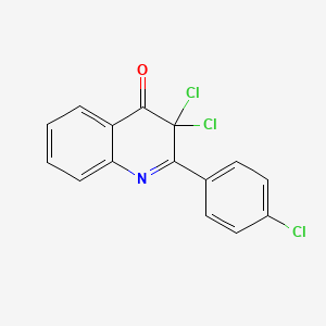 molecular formula C15H8Cl3NO B15350329 3,3-Dichloro-2-(4-chlorophenyl)quinolin-4-one 