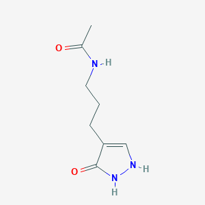 molecular formula C8H13N3O2 B15350682 Acetamide,N-[3-(2,3-dihydro-3-oxo-1H-pyrazol-4-YL)propyl]- 