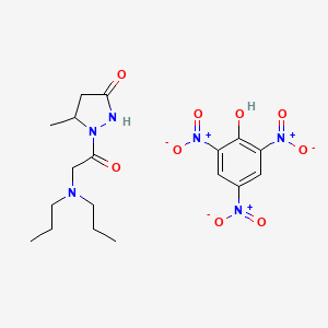 molecular formula C18H26N6O9 B15350729 3-Pyrazolidinone,1-(n,n-dipropylglycyl)-5-methyl-,monopicrate CAS No. 21376-86-3