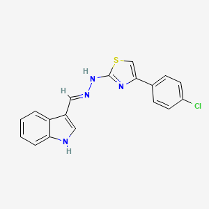 molecular formula C18H13ClN4S B15350841 (E)-2-(2-((1H-indol-3-yl)methylene)hydrazinyl)-4-(4-chlorophenyl)thiazole 