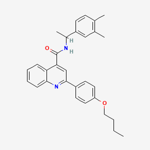 molecular formula C30H32N2O2 B15350874 2-(4-butoxyphenyl)-N-[1-(3,4-dimethylphenyl)ethyl]quinoline-4-carboxamide 