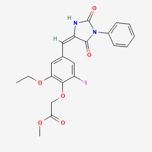 methyl {4-[(E)-(2,5-dioxo-1-phenylimidazolidin-4-ylidene)methyl]-2-ethoxy-6-iodophenoxy}acetate