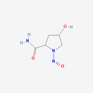 molecular formula C5H9N3O3 B15350930 2-Pyrrolidinecarboxamide,4-hydroxy-1-nitroso-,L-trans-(8CI) 