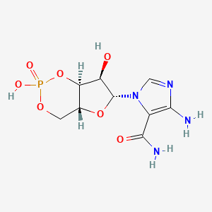 molecular formula C9H13N4O7P B15350950 3-[(4aR,6R,7R,7aS)-2,7-dihydroxy-2-oxo-4a,6,7,7a-tetrahydro-4H-furo[3,2-d][1,3,2]dioxaphosphinin-6-yl]-5-aminoimidazole-4-carboxamide 