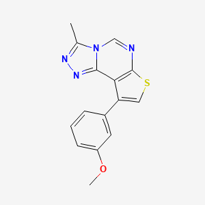 molecular formula C15H12N4OS B15350988 Methyl 3-(3-methylthieno[3,2-e][1,2,4]triazolo[4,3-c]pyrimidin-9-yl)phenyl ether 