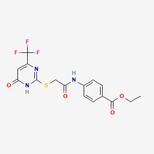 Ethyl 4-[({[4-oxo-6-(trifluoromethyl)-1,4-dihydropyrimidin-2-yl]sulfanyl}acetyl)amino]benzoate