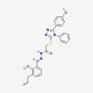 molecular formula C27H25N5O3S B15351096 N'-{(E)-[2-hydroxy-3-(prop-2-en-1-yl)phenyl]methylidene}-2-{[5-(4-methoxyphenyl)-4-phenyl-4H-1,2,4-triazol-3-yl]sulfanyl}acetohydrazide 