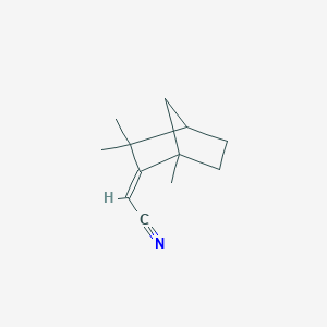 molecular formula C12H17N B15351201 (2E)-2-(1,3,3-trimethyl-2-bicyclo[2.2.1]heptanylidene)acetonitrile 