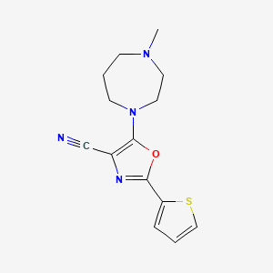 molecular formula C14H16N4OS B15351202 5-(4-Methyl-1,4-diazepan-1-yl)-2-(thiophen-2-yl)-1,3-oxazole-4-carbonitrile 