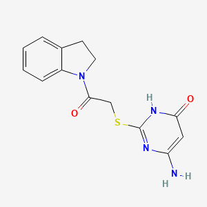 molecular formula C14H14N4O2S B15351220 6-amino-2-[2-(2,3-dihydroindol-1-yl)-2-oxoethyl]sulfanyl-1H-pyrimidin-4-one 