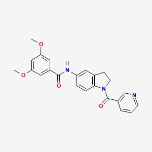 molecular formula C23H21N3O4 B15351255 3,5-dimethoxy-N-[1-(pyridin-3-ylcarbonyl)-2,3-dihydro-1H-indol-5-yl]benzamide 