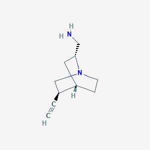 molecular formula C10H16N2 B15351369 1-Azabicyclo[2.2.2]octane-2-methanamine,5-ethynyl-,(1S,2R,4S,5S)-(9CI) CAS No. 475160-62-4