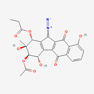 molecular formula C23H20N2O9 B15351385 [(1R,2S,3R,4S)-3-acetyloxy-11-diazo-2,4,9-trihydroxy-2-methyl-5,10-dioxo-3,4-dihydro-1H-benzo[h]fluoren-1-yl] propanoate CAS No. 156429-14-0