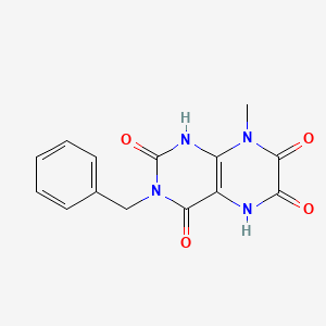 2,4,6,7(1H,3H)-Pteridinetetrone, 5,8-dihydro-8-methyl-3-(phenylmethyl)-