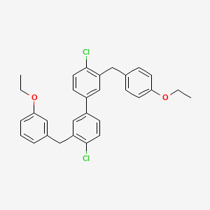 molecular formula C30H28Cl2O2 B15351460 4,4'-Dichloro-3-(3-ethoxybenzyl)-3'-(4-ethoxybenzyl)-1,1'-biphenyl 