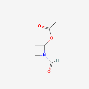 molecular formula C6H9NO3 B15351482 (1-Formylazetidin-2-yl) acetate 