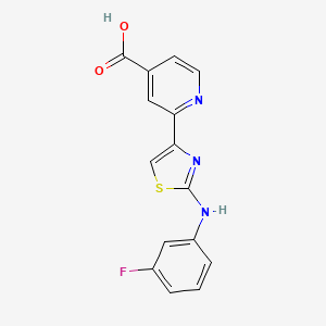 molecular formula C15H10FN3O2S B15351492 2-(2-((3-Fluorophenyl)amino)thiazol-4-yl)isonicotinic acid 