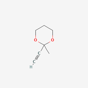 molecular formula C7H10O2 B15351546 1,3-Dioxane, 2-ethynyl-2-methyl- 