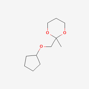 molecular formula C11H20O3 B15351569 2-(Cyclopentyloxymethyl)-2-methyl-1,3-dioxane 