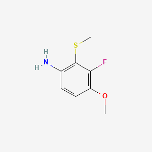 molecular formula C8H10FNOS B15351664 3-Fluoro-4-methoxy-2-(methylthio)aniline 