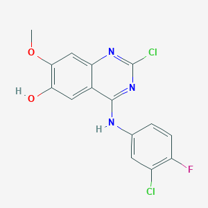 molecular formula C15H10Cl2FN3O2 B15351703 2-Chloro-4-((3-chloro-4-fluorophenyl)amino)-7-methoxyquinazolin-6-ol 