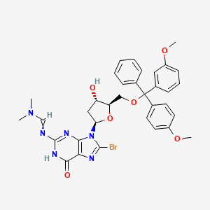 N'-[8-bromo-9-[(2R,4S,5R)-4-hydroxy-5-[[(3-methoxyphenyl)-(4-methoxyphenyl)-phenylmethoxy]methyl]oxolan-2-yl]-6-oxo-1H-purin-2-yl]-N,N-dimethylmethanimidamide