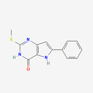 molecular formula C13H11N3OS B15351784 2-Methylsulfanyl-6-phenyl-3,5-dihydropyrrolo[3,2-d]pyrimidin-4-one CAS No. 237435-31-3