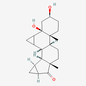 molecular formula C21H30O3 B15352004 (1R,5R,7S,10R,11R,14S,16S,18S,19R)-5,7-dihydroxy-10,14-dimethylhexacyclo[9.8.0.02,4.05,10.014,19.016,18]nonadecan-15-one 