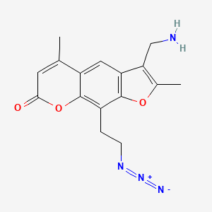 molecular formula C16H16N4O3 B15352012 3-(Aminomethyl)-9-(2-azidoethyl)-2,5-dimethyl-7H-furo[3,2-g][1]benzopyran-7-one 