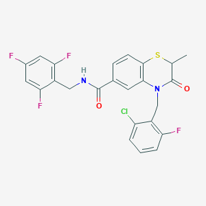 4-[(2-chloro-6-fluorophenyl)methyl]-2-methyl-3-oxo-N-[(2,4,6-trifluorophenyl)methyl]-1,4-benzothiazine-6-carboxamide