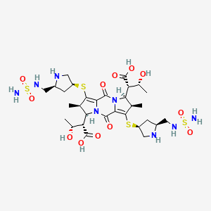 molecular formula C30H48N8O12S4 B15352109 (2S,3R)-2-[(5R,6S,11R,12S)-12-[(1S,2R)-1-carboxy-2-hydroxypropyl]-5,11-dimethyl-2,8-dioxo-4,10-bis[[(3S,5S)-5-[(sulfamoylamino)methyl]pyrrolidin-3-yl]sulfanyl]-1,7-diazatricyclo[7.3.0.03,7]dodeca-3,9-dien-6-yl]-3-hydroxybutanoic acid 