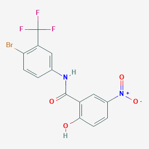 molecular formula C14H8BrF3N2O4 B15352183 N-[4-Bromo-3-(bistrifluoromethyl)phenyl]-2-hydroxy-5-nitrobenzamide 