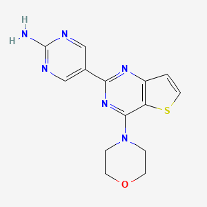 molecular formula C14H14N6OS B15352214 5-(4-Morpholino-thieno[3,2-d]pyrimidin-2-yl)pyrimidin-2-amine 