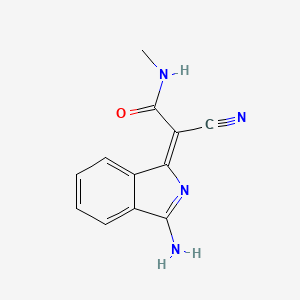 molecular formula C12H10N4O B15352493 2-(3-aminoisoindol-1-ylidene)-2-cyano-N-methylacetamide 