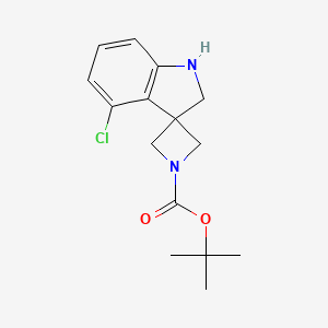 molecular formula C15H19ClN2O2 B15352511 tert-Butyl 4'-Chloro-1',2'-dihydrospiro[azetidine-3,3'-indole]-1-carboxylate 