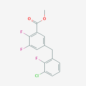 molecular formula C15H10ClF3O2 B15352555 Methyl 5-(3-chloro-2-fluorobenzyl)-2,3-difluorobenzoate 