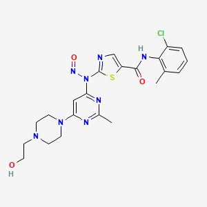 molecular formula C22H25ClN8O3S B15352572 N-(2-Chloro-6-methylphenyl)-2-((6-(4-(2-hydroxyethyl)piperazin-1-yl)-2-methylpyrimidin-4-yl)(nitroso)amino)thiazole-5-carboxamide 