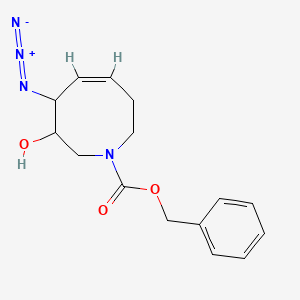 molecular formula C15H18N4O3 B15352584 benzyl (5Z)-4-azido-3-hydroxy-3,4,7,8-tetrahydro-2H-azocine-1-carboxylate 