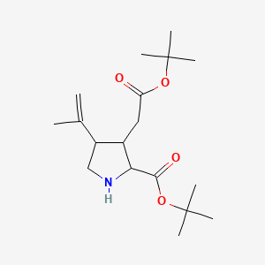 molecular formula C18H31NO4 B15352693 Tert-butyl 3-[2-[(2-methylpropan-2-yl)oxy]-2-oxoethyl]-4-prop-1-en-2-ylpyrrolidine-2-carboxylate 