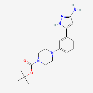 molecular formula C18H25N5O2 B15352729 tert-butyl 4-[3-(3-amino-1H-pyrazol-5-yl)phenyl]piperazine-1-carboxylate 