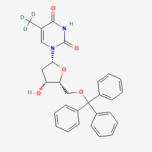 molecular formula C29H28N2O5 B15352745 1-[2-Deoxy-5-O-(triphenylmethyl)-ss-D-threo-pentofuranosyl]-5-methyl-2,4(1H,3H)-pyrimidinedione-d3; 1-(2-Deoxy-5-O-trityl-ss-D-threo-pentofuranosyl)thymine-d3 