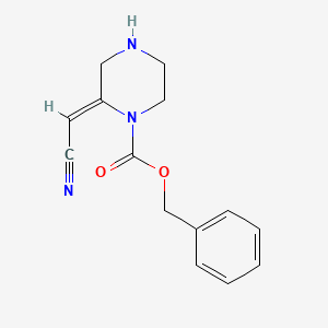 molecular formula C14H15N3O2 B15352797 Benzyl-2-(cyanomethylene)piperazine-1-carboxylate (Mixture of Isomers) 