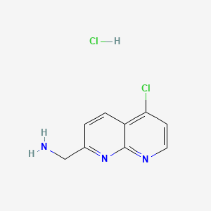 molecular formula C9H9Cl2N3 B15352906 (5-Chloro-1,8-naphthyridin-2-yl)methanamine Hydrochloride 