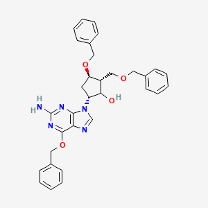 molecular formula C32H33N5O4 B15352957 (2R,3R,5R)-5-[2-Amino-6-(phenylmethoxy)-9H-purin-9-yl]-3-(phenylmethoxy)-2-[(phenylmethoxy)methyl]-cyclopentanol 