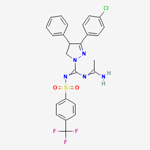 molecular formula C25H21ClF3N5O2S B15353063 N-(1-aminoethylidene)-5-(4-chlorophenyl)-4-phenyl-N'-[4-(trifluoromethyl)phenyl]sulfonyl-3,4-dihydropyrazole-2-carboximidamide 