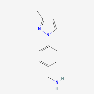 molecular formula C11H13N3 B15353077 [4-(3-Methylpyrazol-1-yl)phenyl]methanamine 