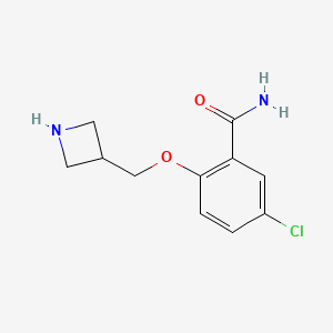 molecular formula C11H13ClN2O2 B15353090 2-(Azetidin-3-ylmethoxy)-5-chlorobenzamide 