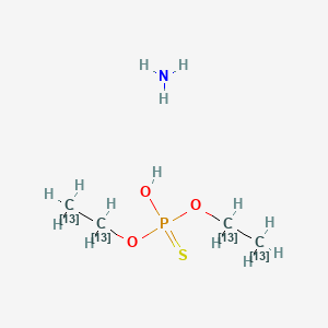 molecular formula C4H14NO3PS B15353097 Phosphorothioic Acid O,O-Diethyl Ester-13C4 Ammonium Salt; Ammonium Ethyl Phosphorothioate-13C4; Phosphorothioic Acid O,O-Diethyl Ester-13C4 Ammonium Salt; Ammonium O,O-Diethyl-13C4 Phosphorothioate; Ammonium O,O-Diethyl Thiophosphate-13C4 