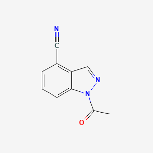 molecular formula C10H7N3O B15353145 1-Acetyl-1H-indazole-4-carbonitrile 